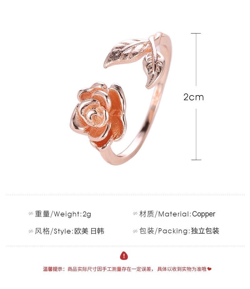 Adjustable vintage rose open ring