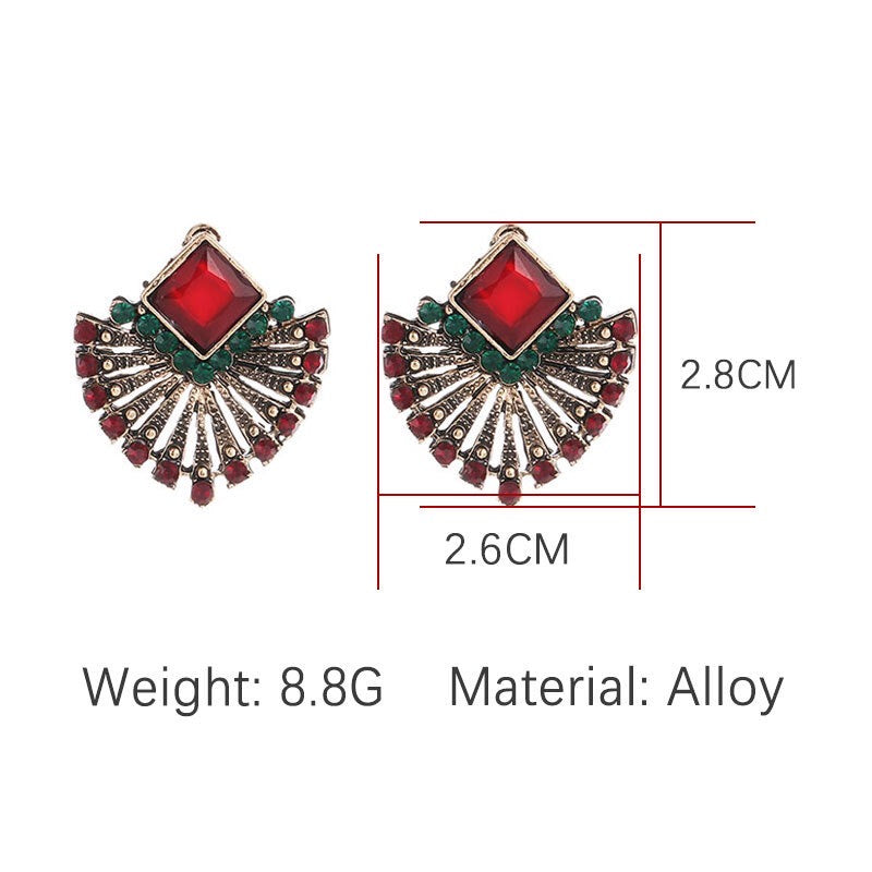 Bohemia fun-shaped ruby stud earrings