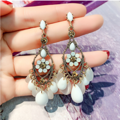 Baroque Flower Water Drop Earrings
