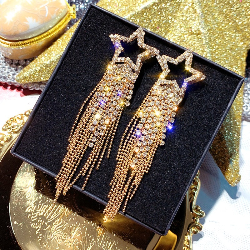 Dramatic Star Tassel Earrings