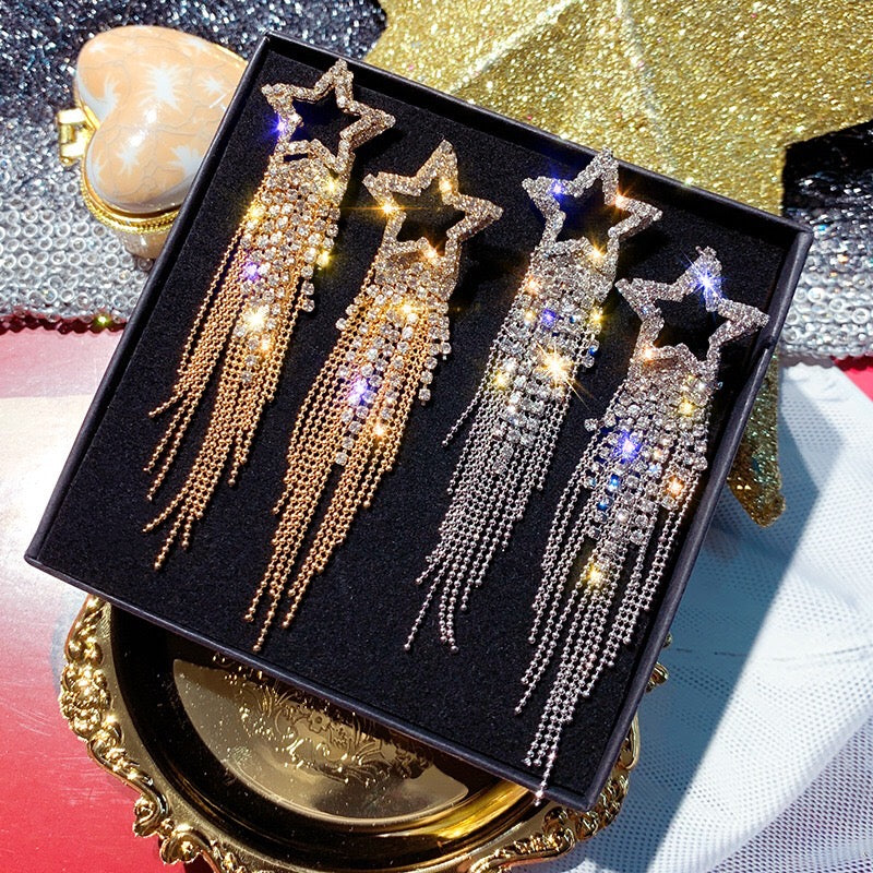 Dramatic Star Tassel Earrings
