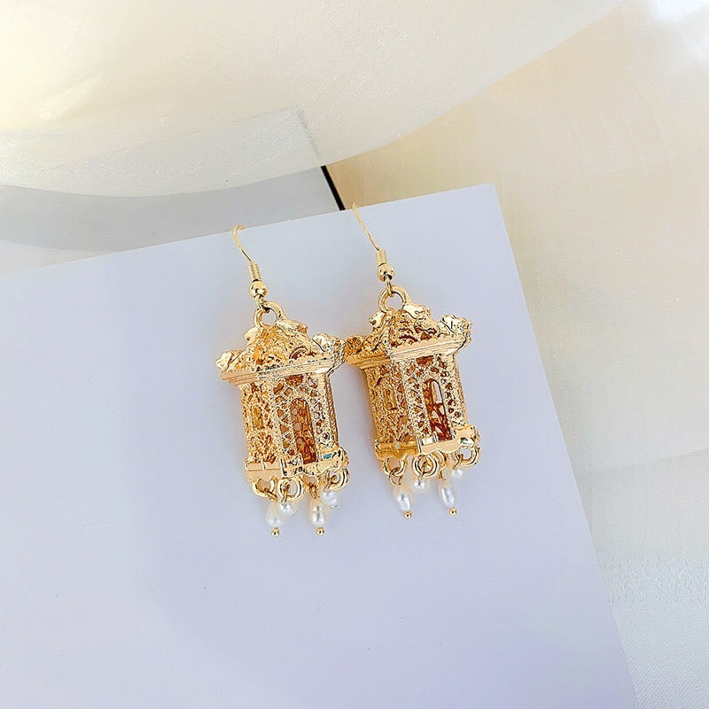 Pavilion with Pearl Tassel Earrings