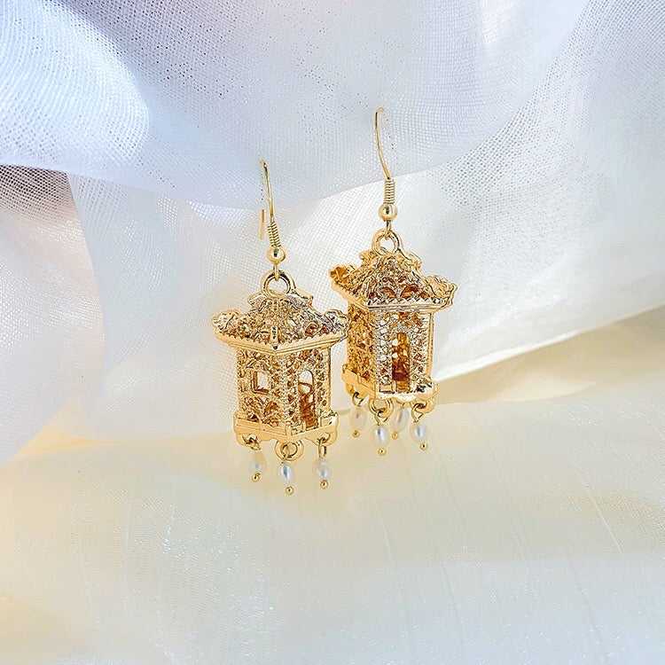 Pavilion with Pearl Tassel Earrings