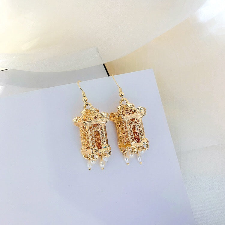 Pavilion with Pearl Tassel Earrings