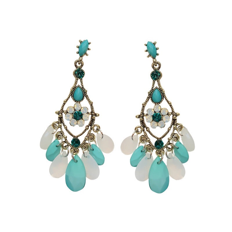 Baroque Flower Water Drop Earrings