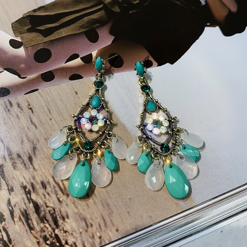 Baroque Flower Water Drop Earrings