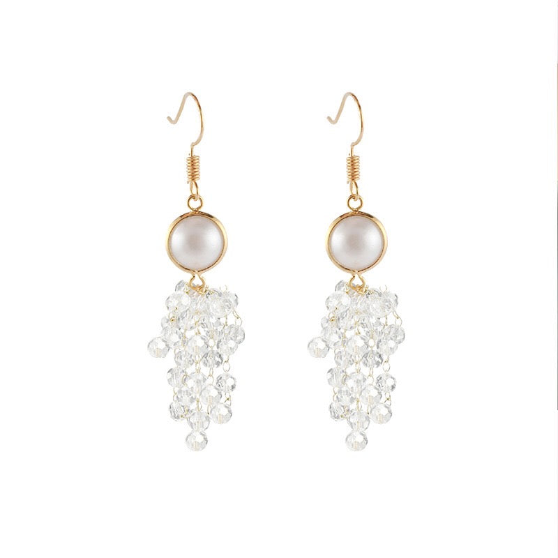 Multi Layer Crystal Tassel Earrings