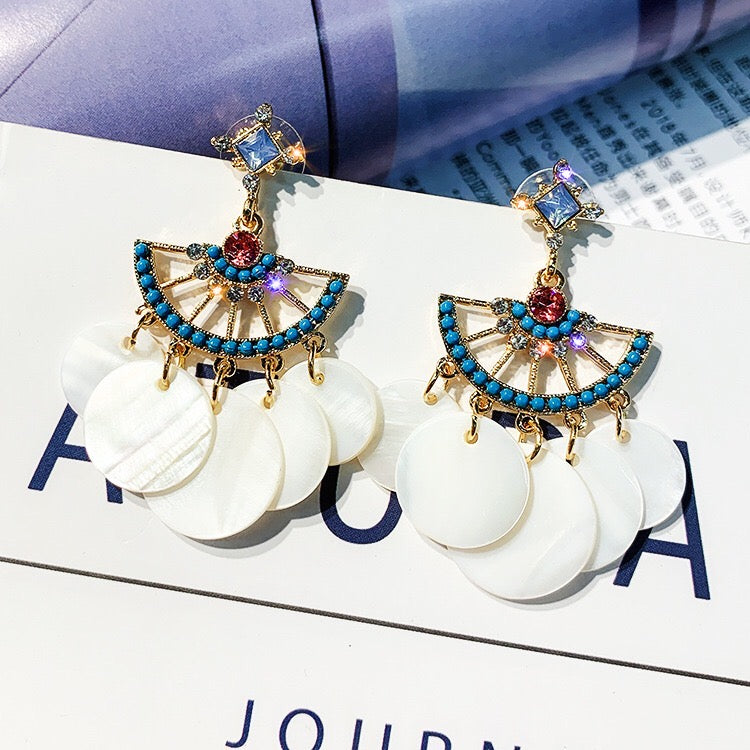 Bohemia Fan-Shaped Shell Drop Earrings