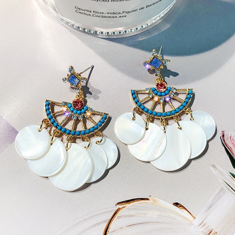 Bohemia Fan-Shaped Shell Drop Earrings
