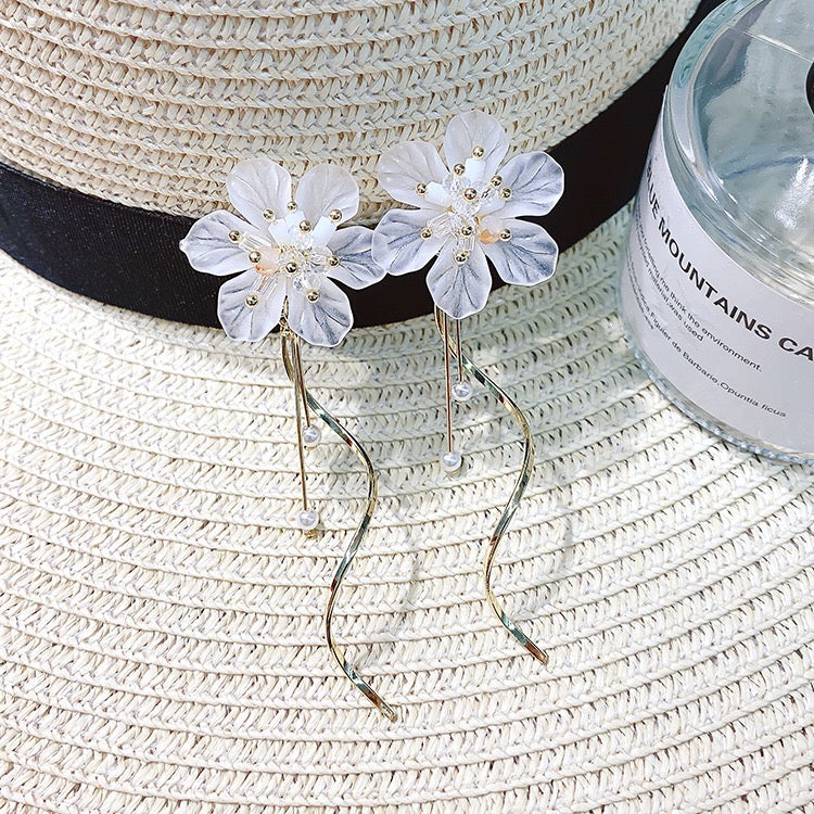 Crystal Flower Slinky Drop Earrings