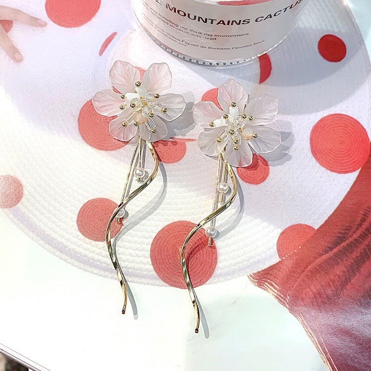Crystal Flower Slinky Drop Earrings