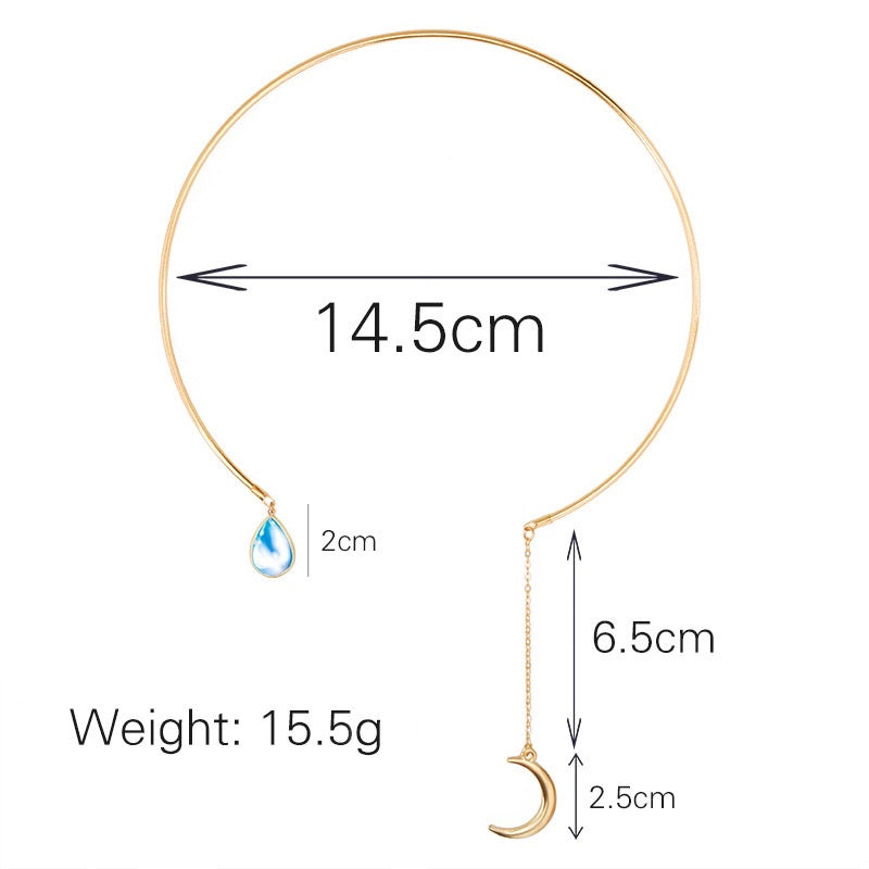 Moon and WaterDrop Choker Necklace