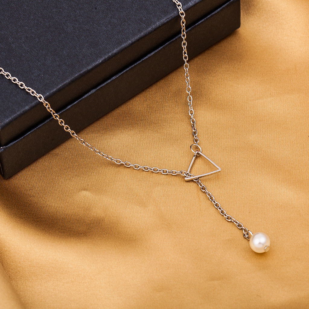 Adjustable Square with Single Pearl Necklace