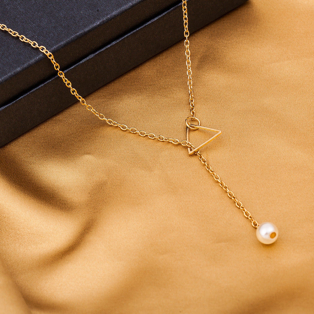 Adjustable Square with Single Pearl Necklace