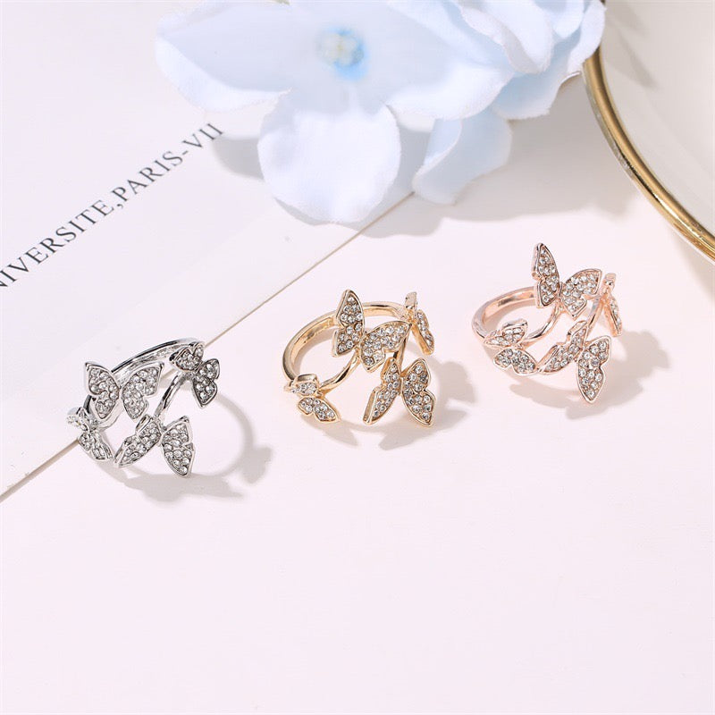 Adjustable Four-Butterfly Ring