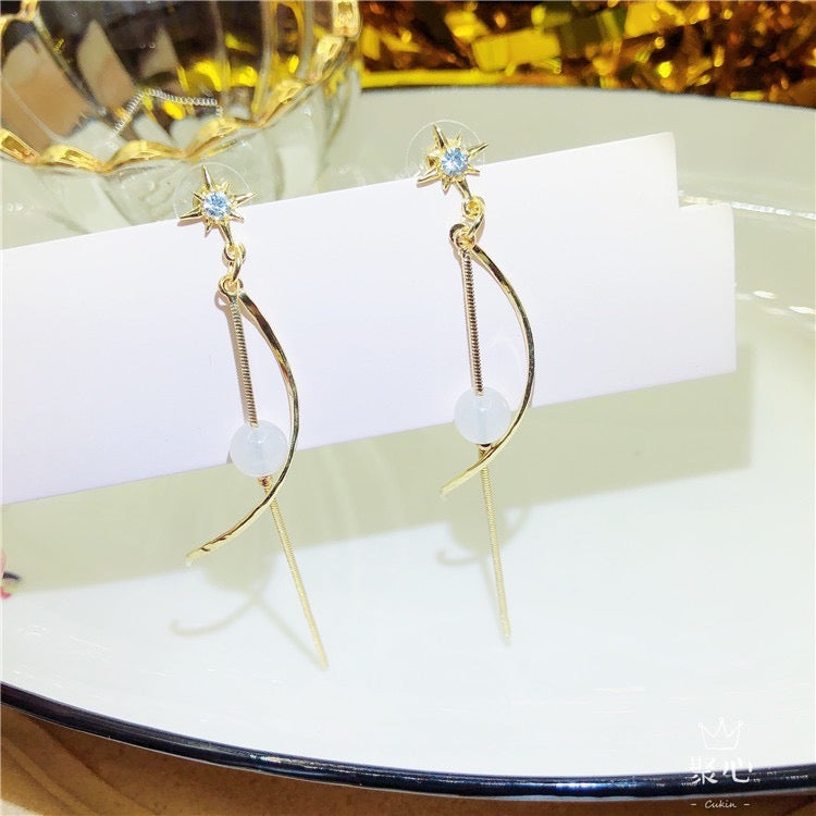 Octagram with Beads Tassels Earring