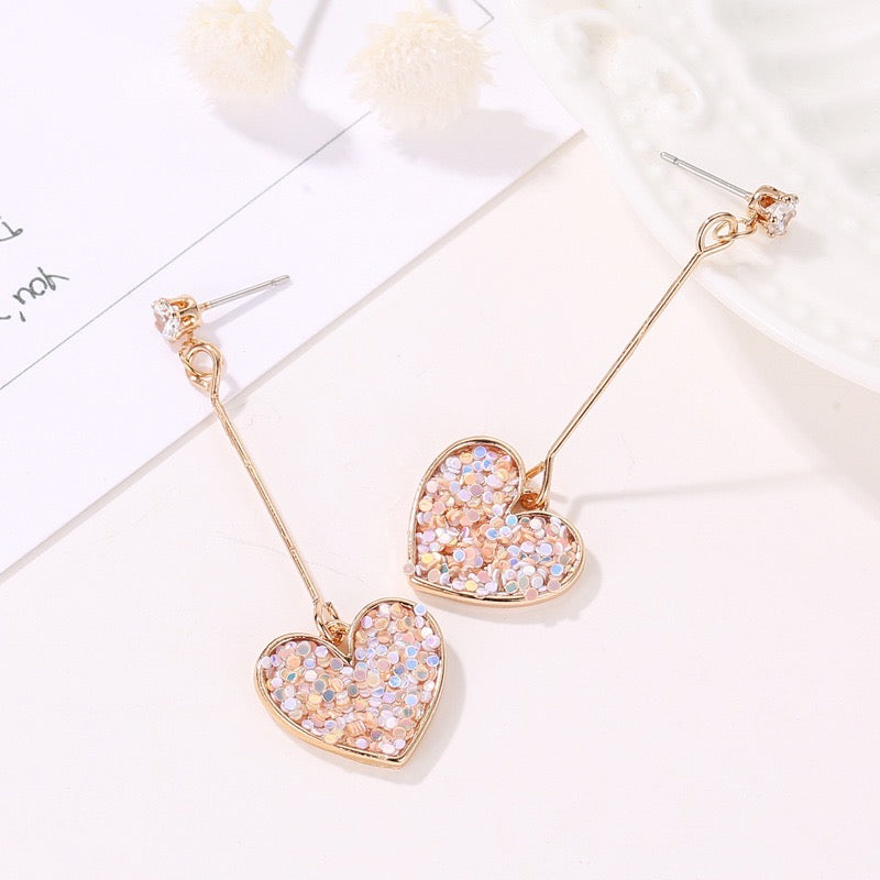 Shining Heart Long Earrings