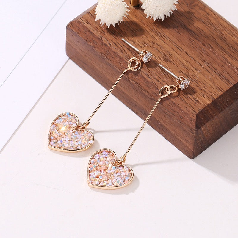 Shining Heart Long Earrings