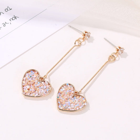 Shining Heart Long Earrings
