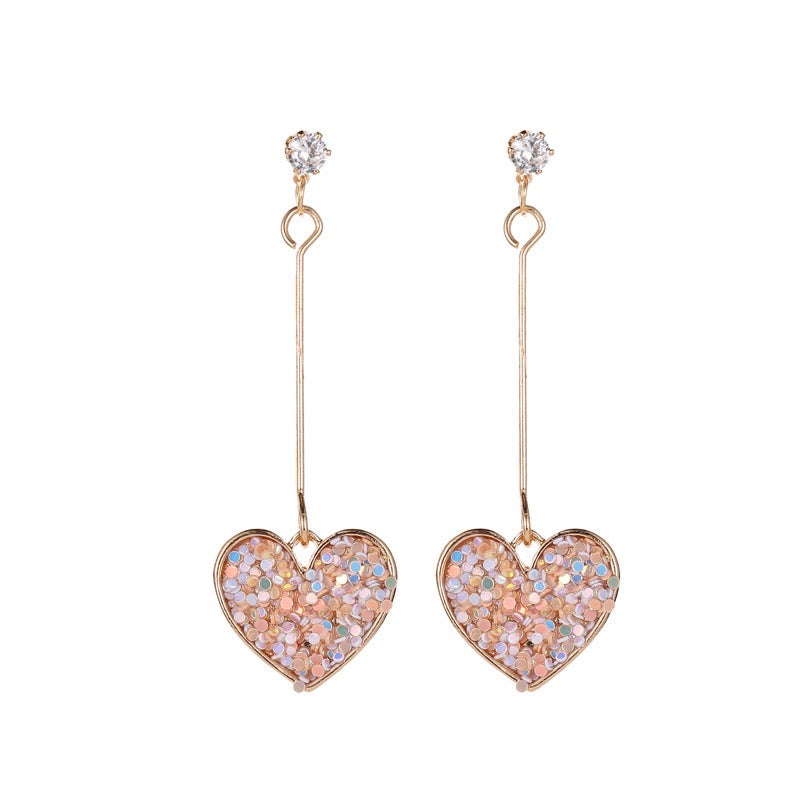 Shining Heart Long Earrings