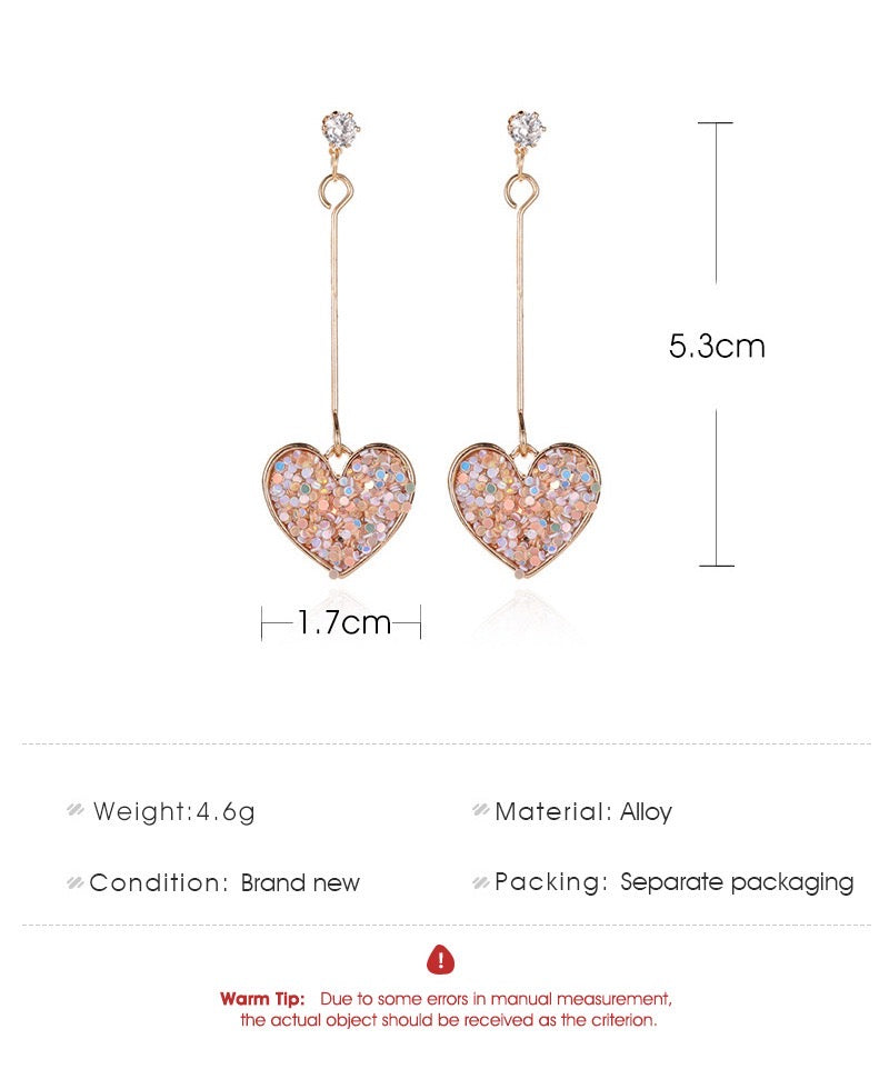 Shining Heart Long Earrings