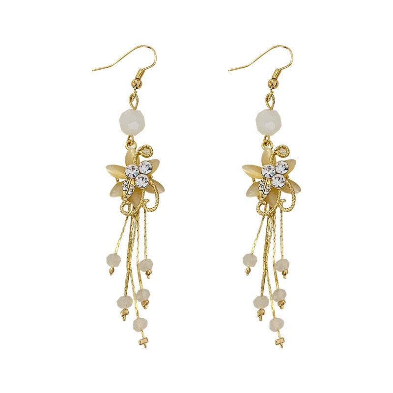 Flower Slinky Drop Beads Earrings