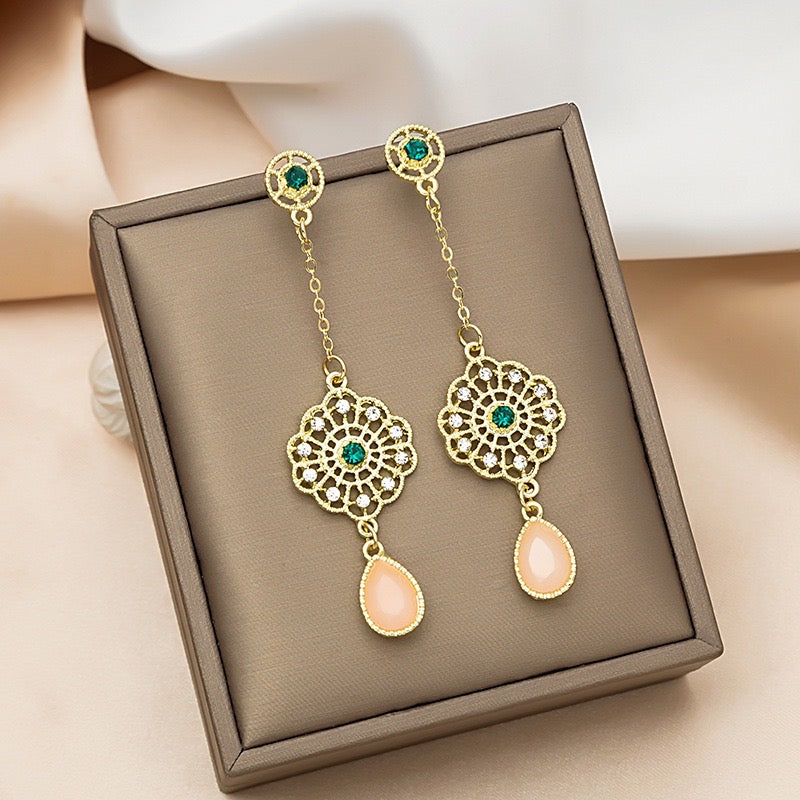 Vintage Follower with Water Drop Stone Earrings