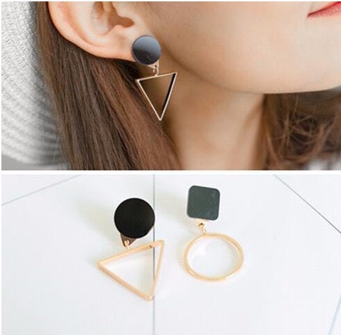 Geometrical Circle Square Triangle Earrings
