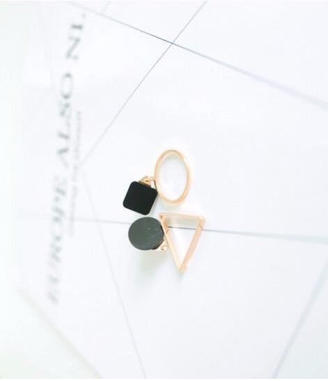 Geometrical Circle Square Triangle Earrings