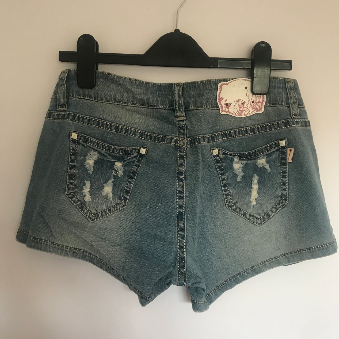 Flower Rhinestones Denim Shorts