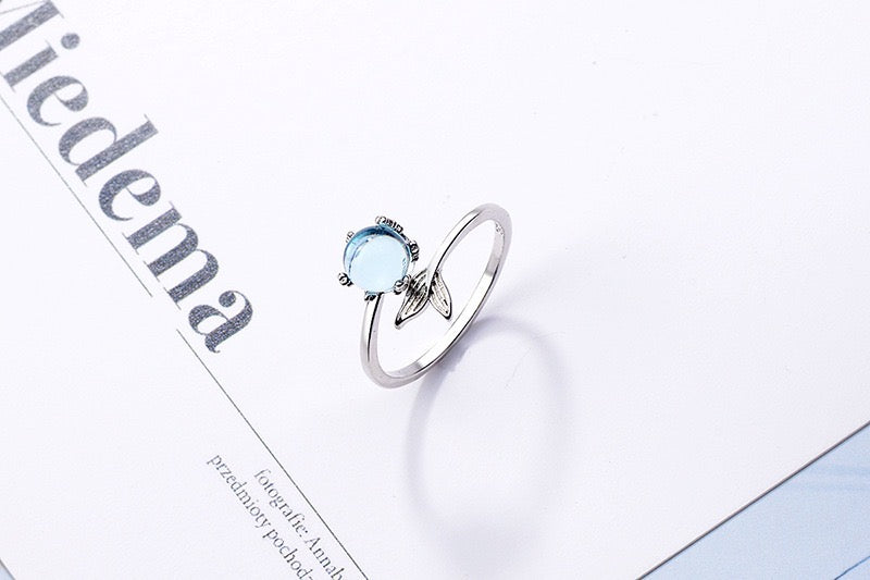 Adjustable Mermaid Sapphire Bubble Open Ring