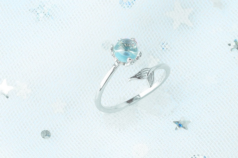 Adjustable Mermaid Sapphire Bubble Open Ring