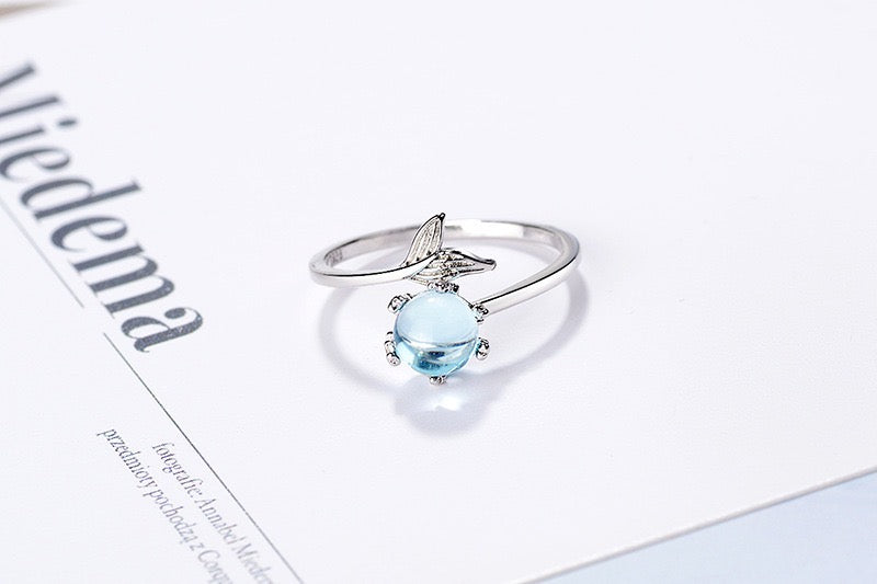 Adjustable Mermaid Sapphire Bubble Open Ring