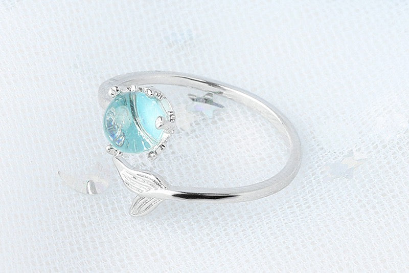 Adjustable Mermaid Sapphire Bubble Open Ring