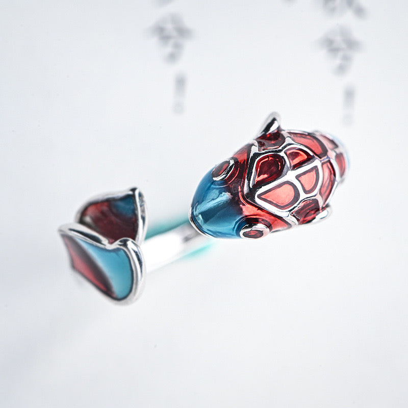 Adjustable Enamel Koi Bring Luck Open Ring
