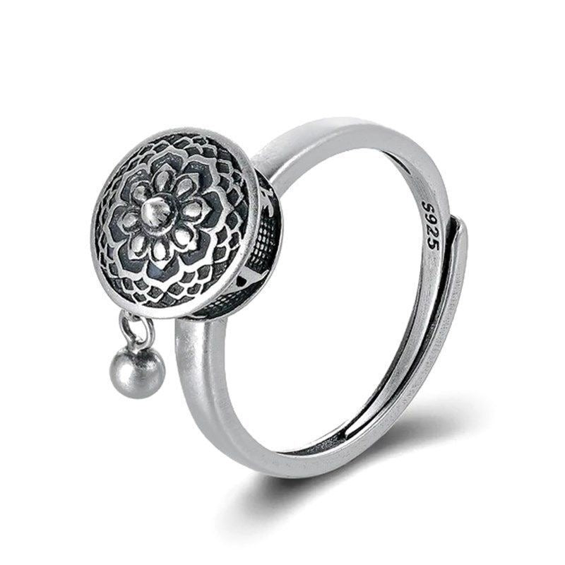 Rotatable Prayer Wheel Open Ring