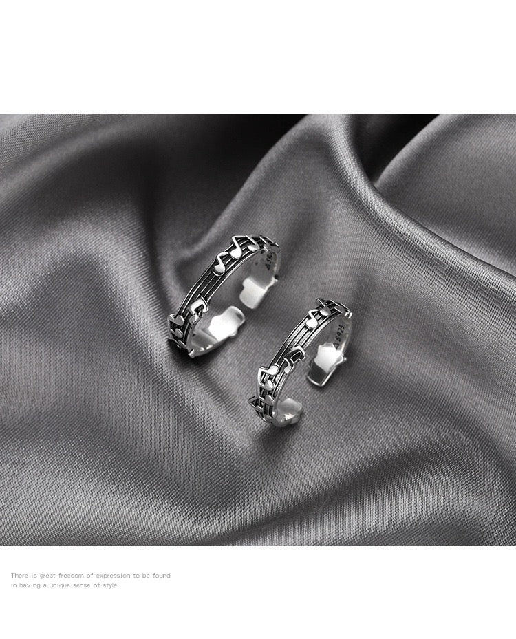Adjustable Vintage Musical Notes Open Ring