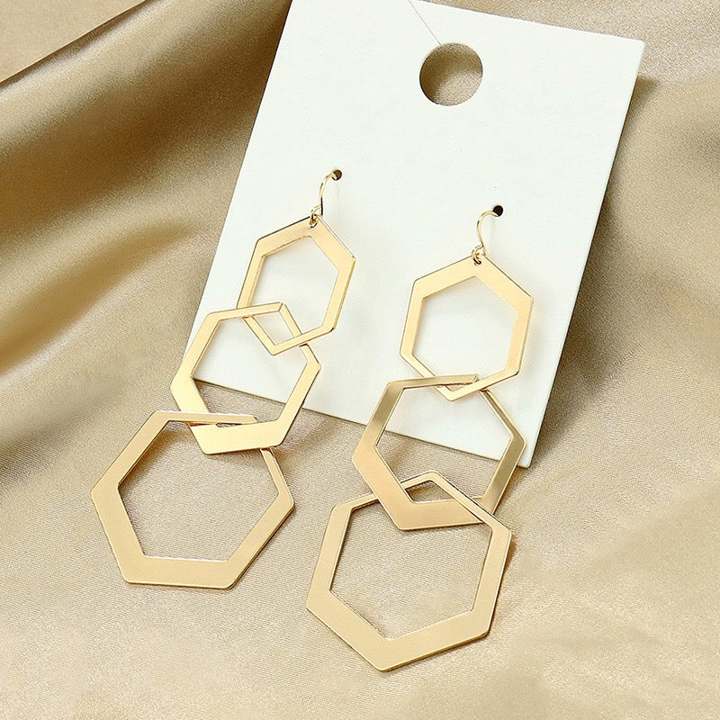 Hexagon Hoops Earrings