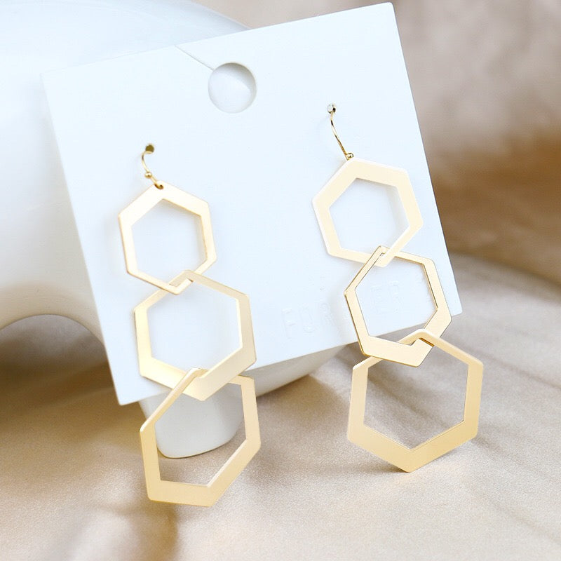 Hexagon Hoops Earrings