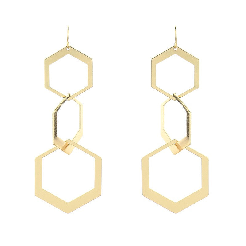 Hexagon Hoops Earrings