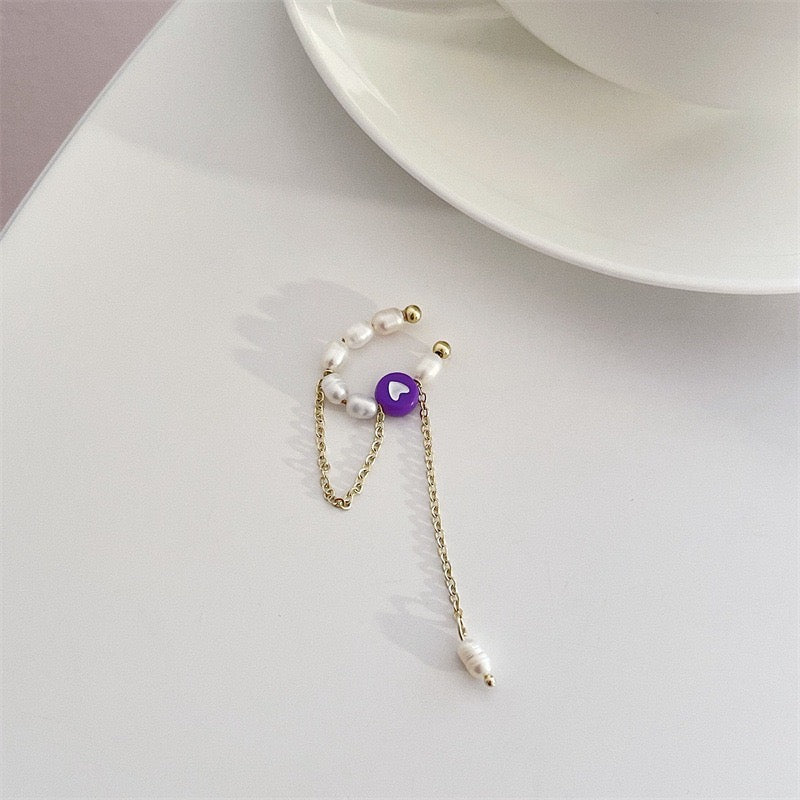 Single Coloured Crystals and Pearls Ear Clip Collection