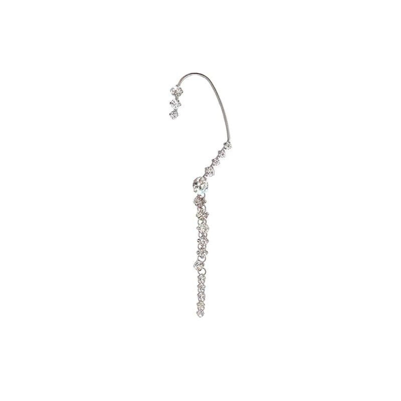 Two-Way Arc-Shaped Multi-Rhinestone Tassel Ear Stud and Ear-Hook