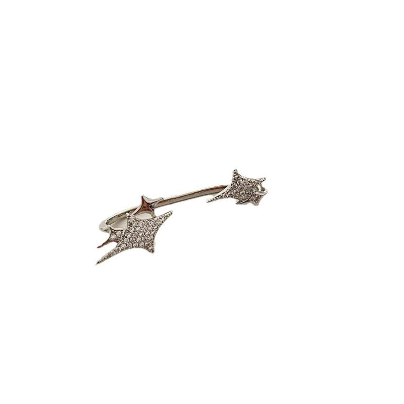 Single Four-Pointed Stars Ear Clip