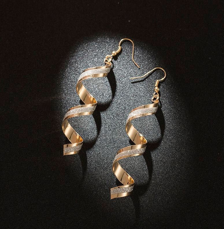 Shining Frosted Spiral Earrings