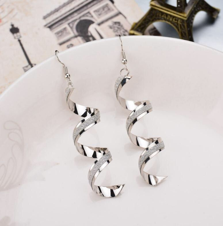 Shining Frosted Spiral Earrings