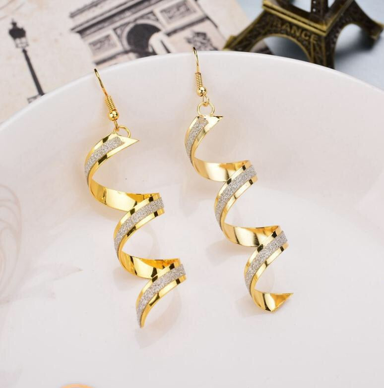 Shining Frosted Spiral Earrings