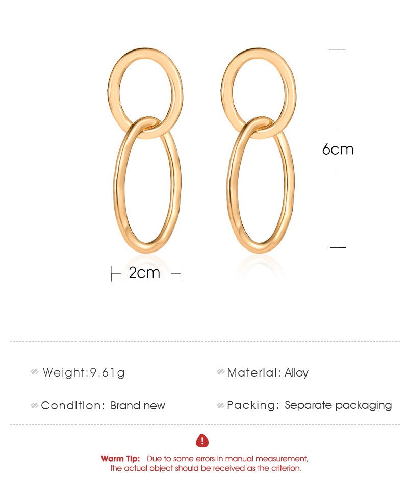 Round Oval Linked Hoops Earrings