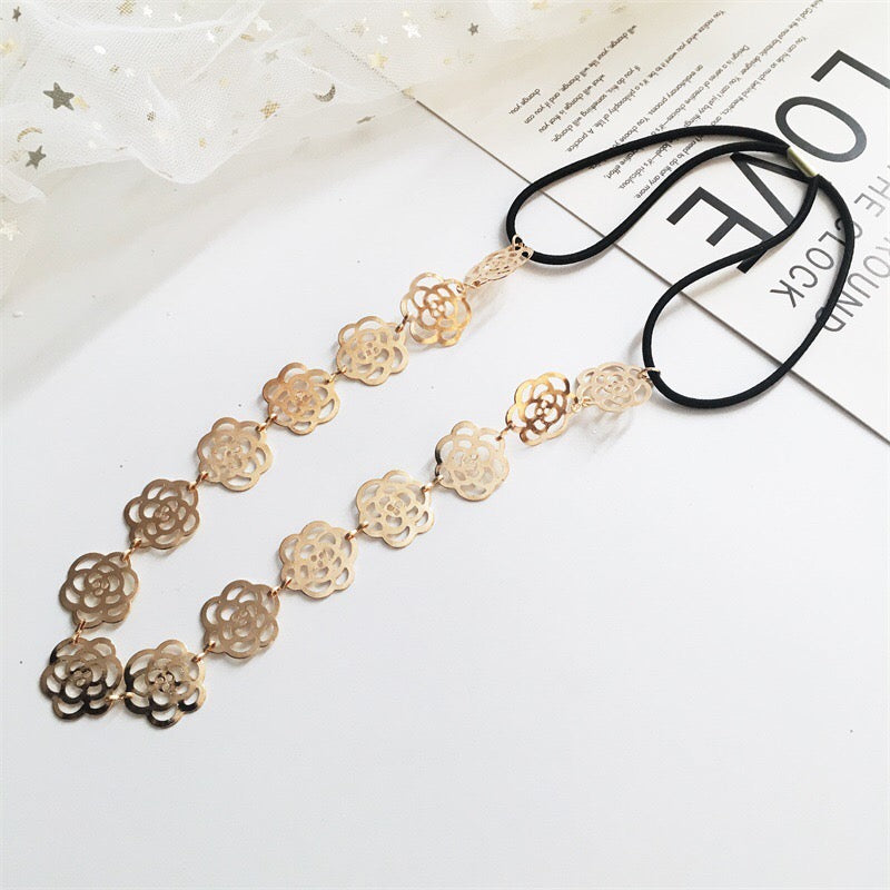 Golden multi roses head band