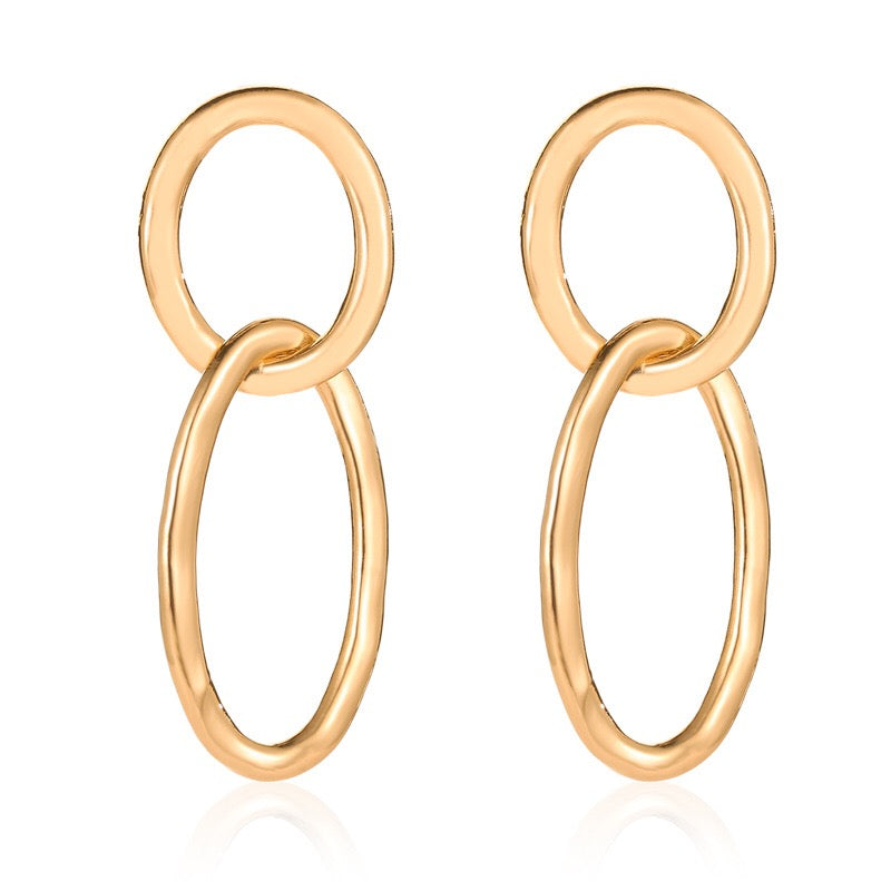 Round Oval Linked Hoops Earrings