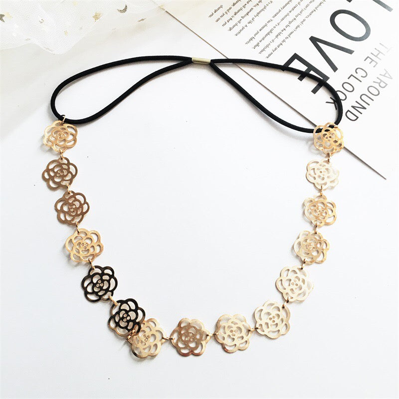 Golden multi roses head band